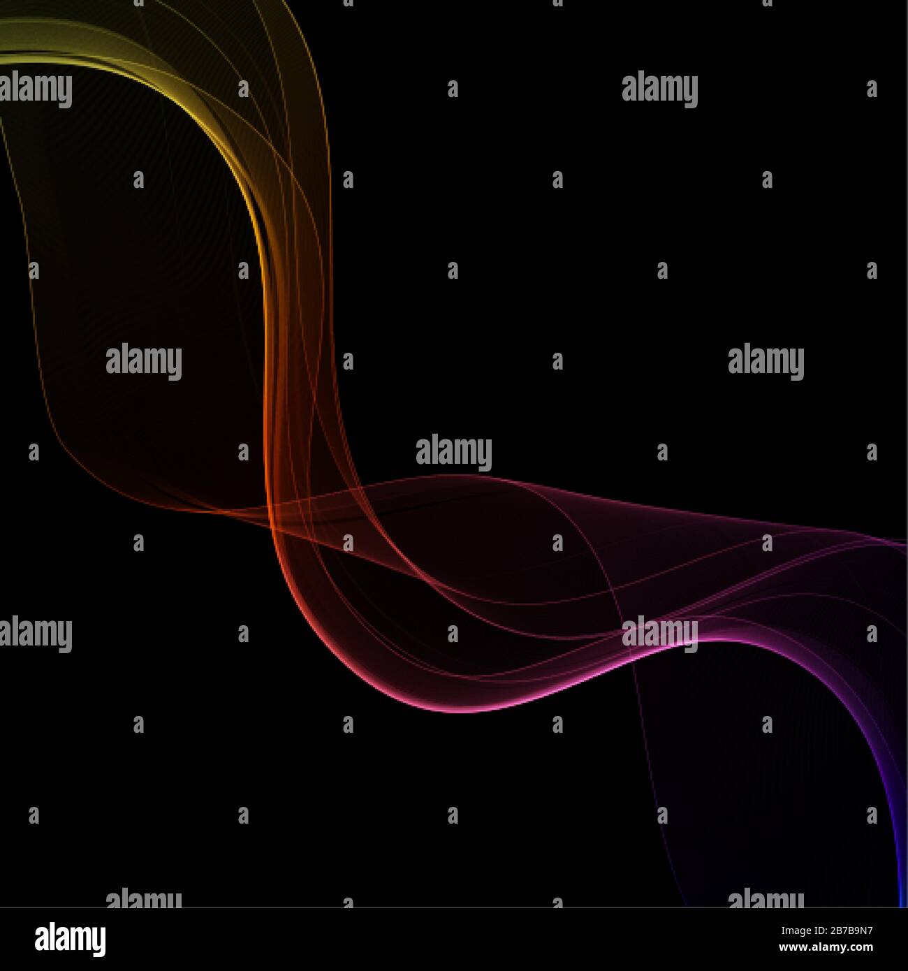 colorare l'onda astratta su sfondo nero. linee curve vettoriali Illustrazione Vettoriale