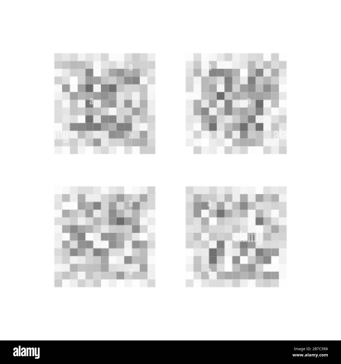 Set di dati censurati. Area sfocata pixel trasparenti. Contenuti privati. Mosaico di censura. Illustrazione vettoriale Illustrazione Vettoriale