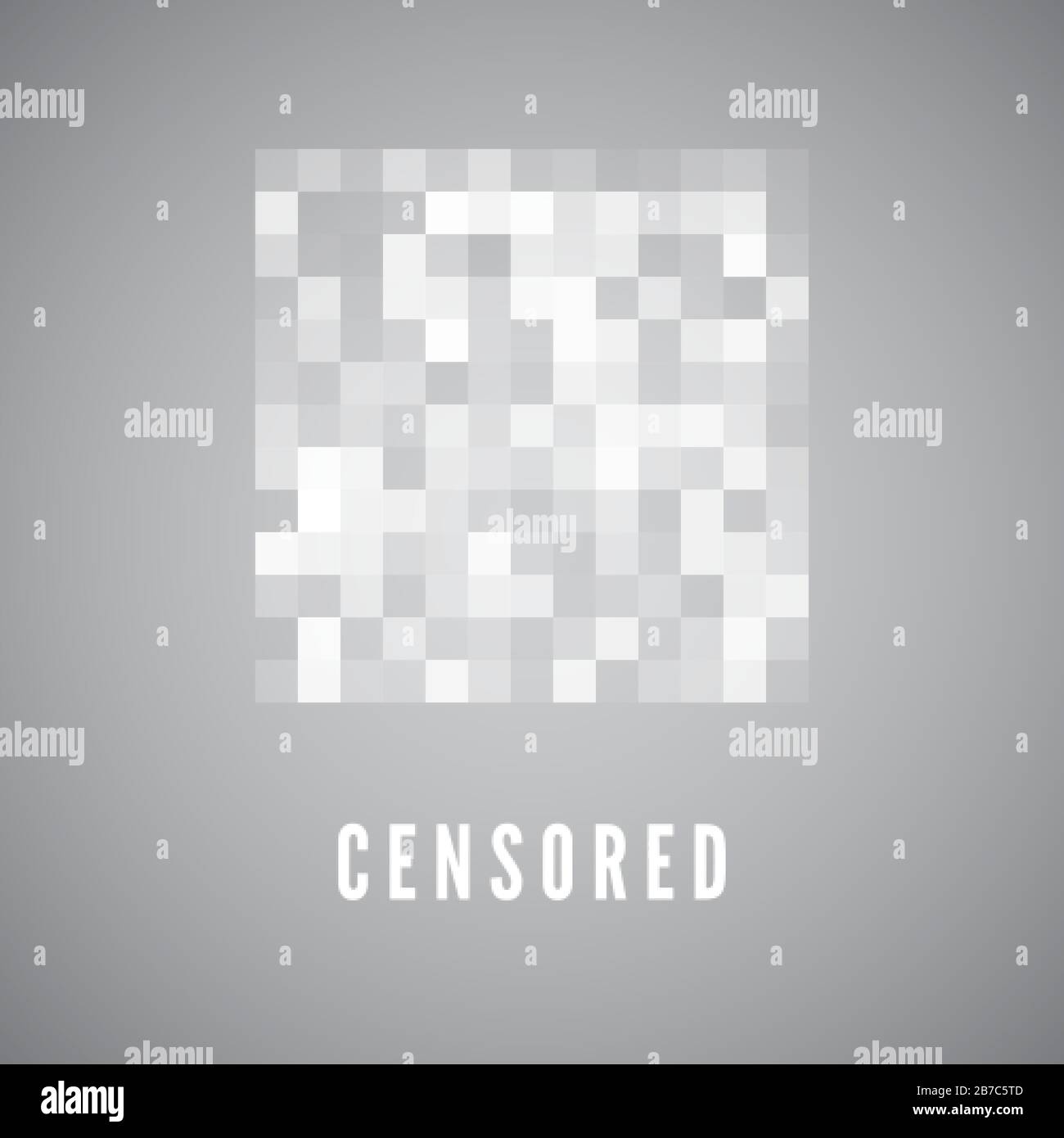 Mosaico grigio di censura. Dati censurati. Area di sfocatura pixel. Contenuti privati. Illustrazione vettoriale Illustrazione Vettoriale