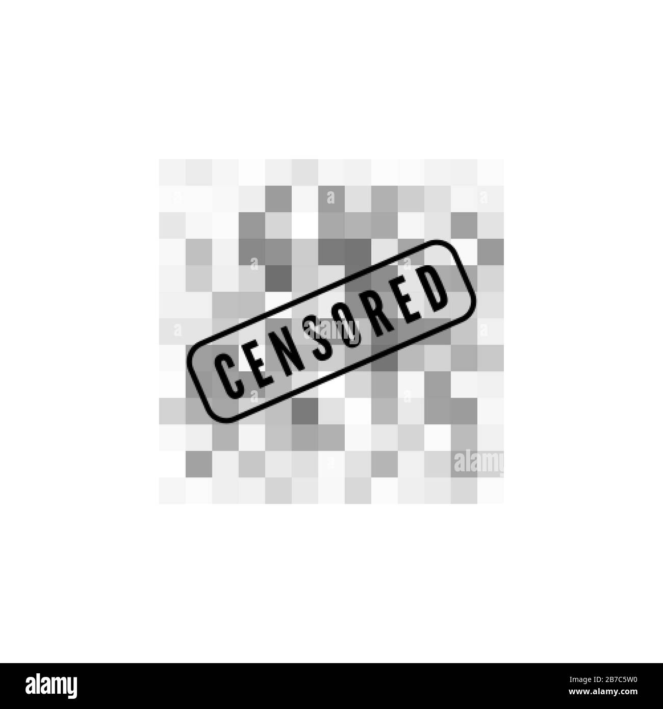 Mosaico grigio di censura. Dati censurati. Area sfocata pixel trasparenti. Contenuti privati. Illustrazione vettoriale isolata su bianco Illustrazione Vettoriale