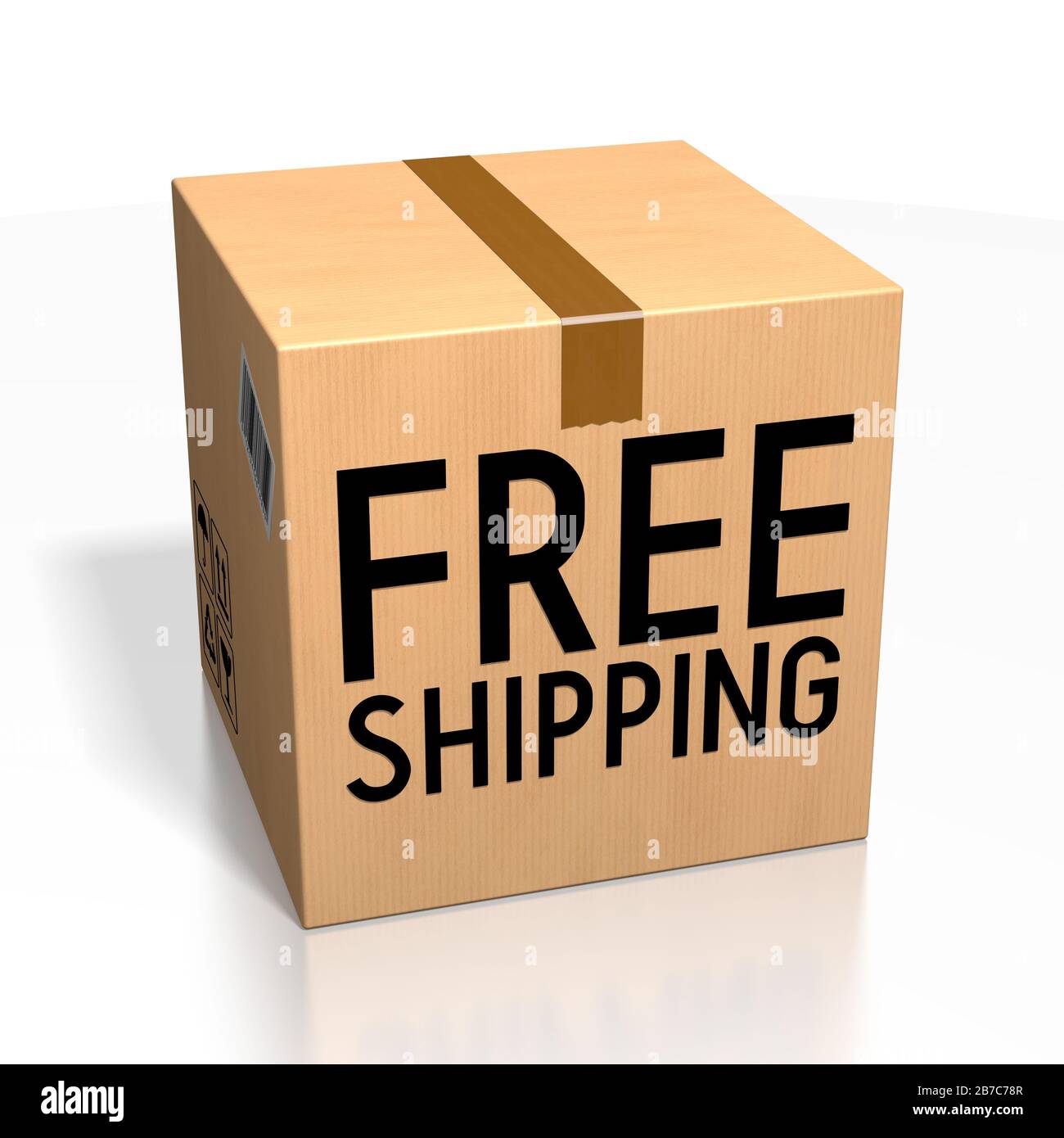 Concetto di spedizione gratuita dei pacchetti - rendering 3D Foto Stock