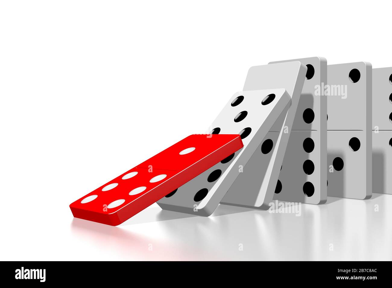 3D prima mattonella domino cade Foto Stock