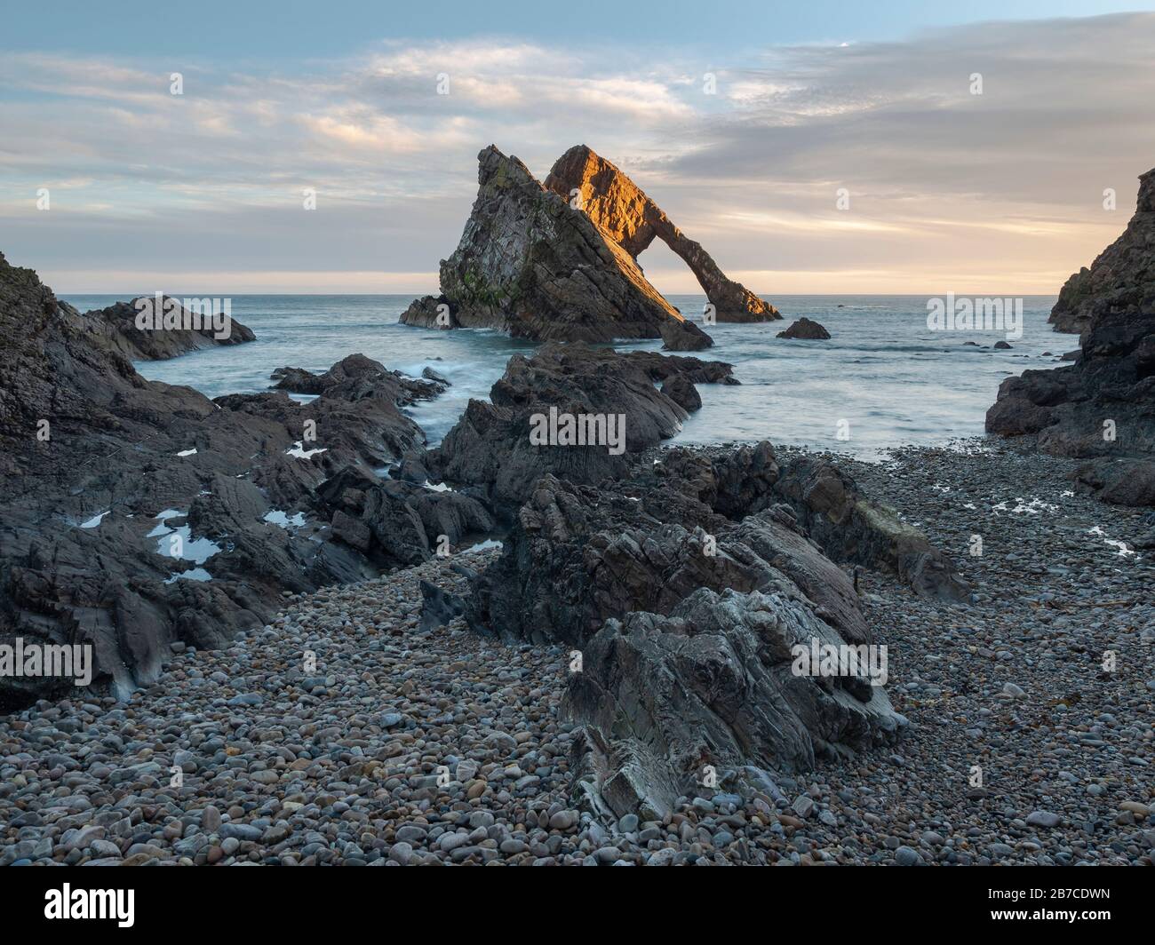 Bow Fiddle Rock, Portknockie, Moray, Scozia. Foto Stock
