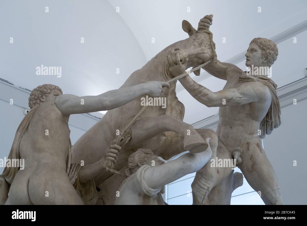 Una statua marmorea della Toro Farnese conosciuta anche come la Bolla Farnese al Museo Archeologico Nazionale di Napoli in Italia Foto Stock