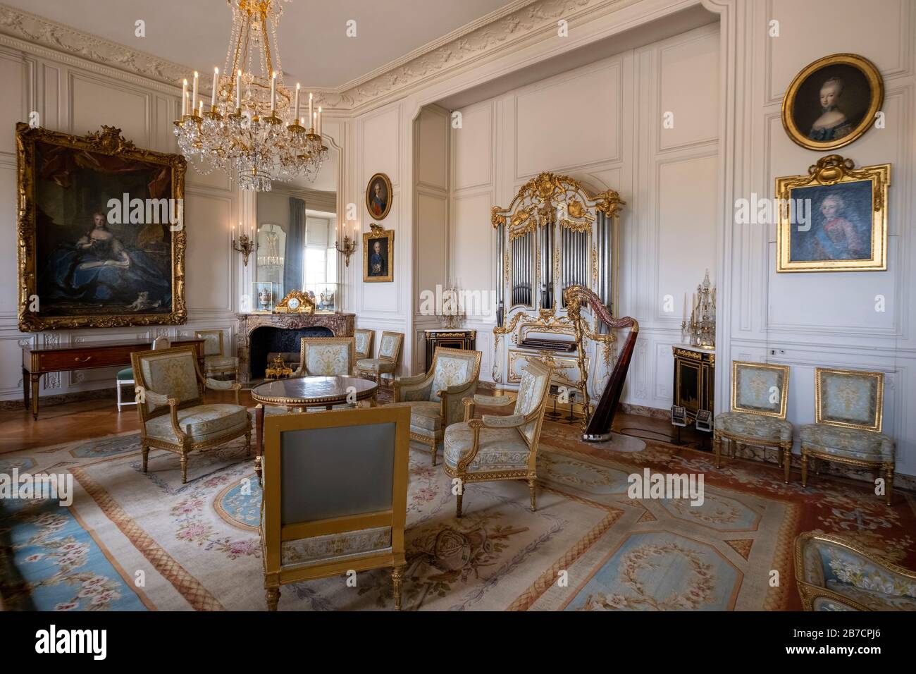 Il Gabinetto di Madame Adélaïde al Palazzo di Versailles, Francia Foto Stock