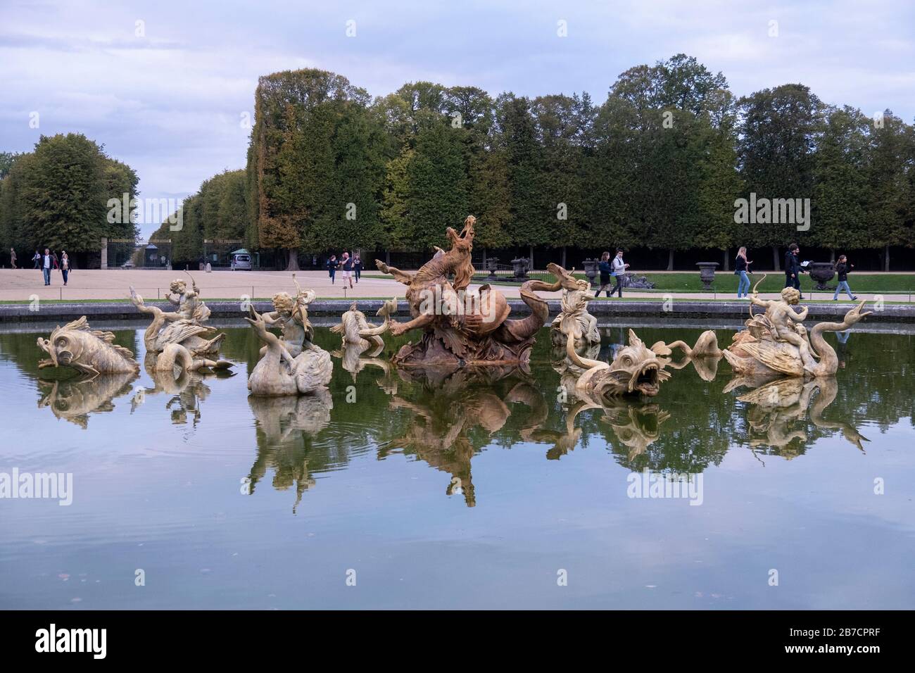 La fontana del drago ai Giardini del Palazzo di Versailles, Francia Foto Stock