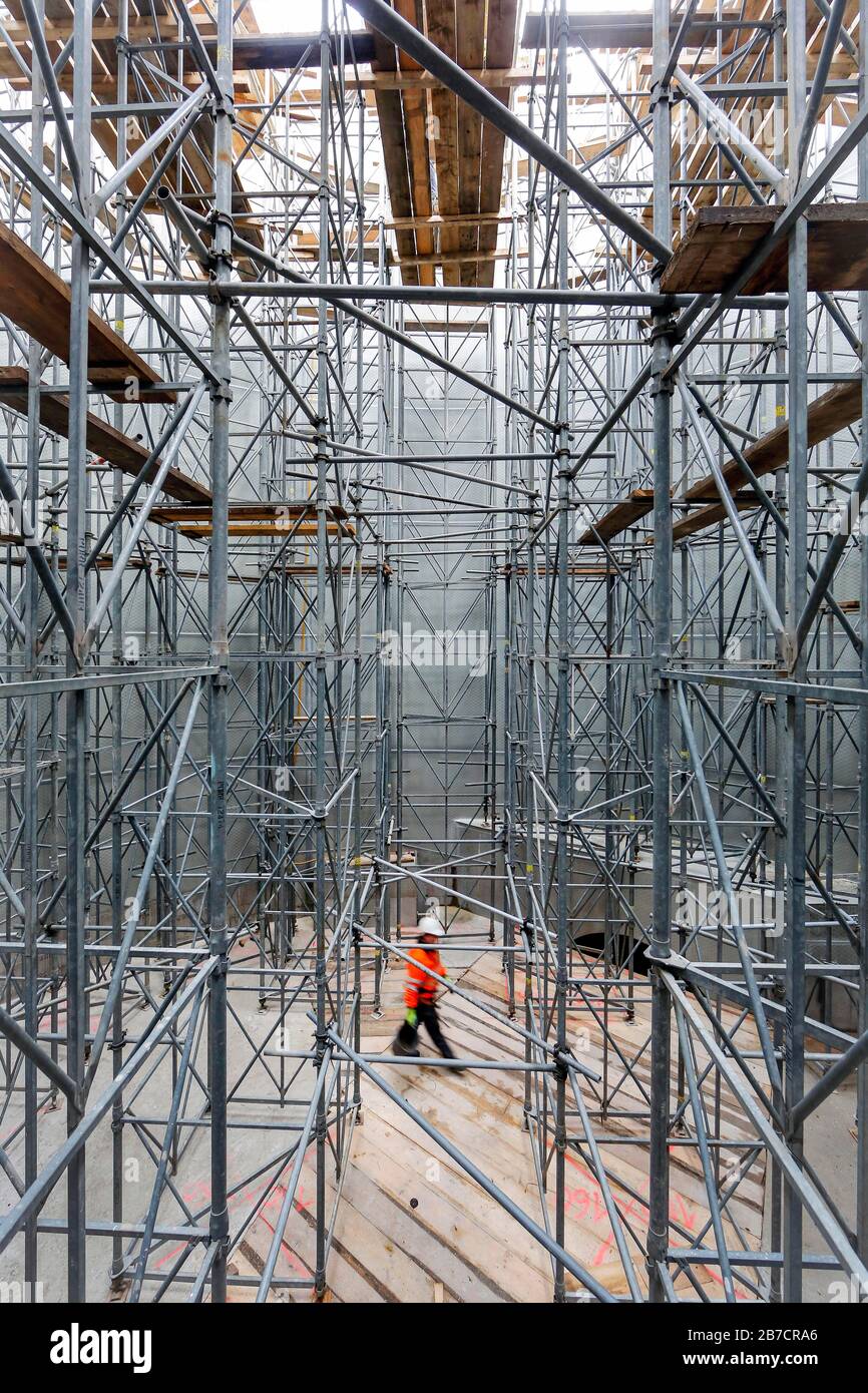 Impalcature in reti fognarie, trasformazione Emscher, zona Ruhr, Renania settentrionale-Vestfalia, Germania Foto Stock