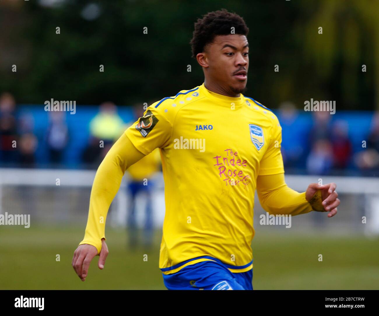 Decarrey Sheriff di Concord Rangers in azione durante la Vanarama National League South Match tra Concord Rangers e Tonbridge Angels al Tamigi R. Foto Stock