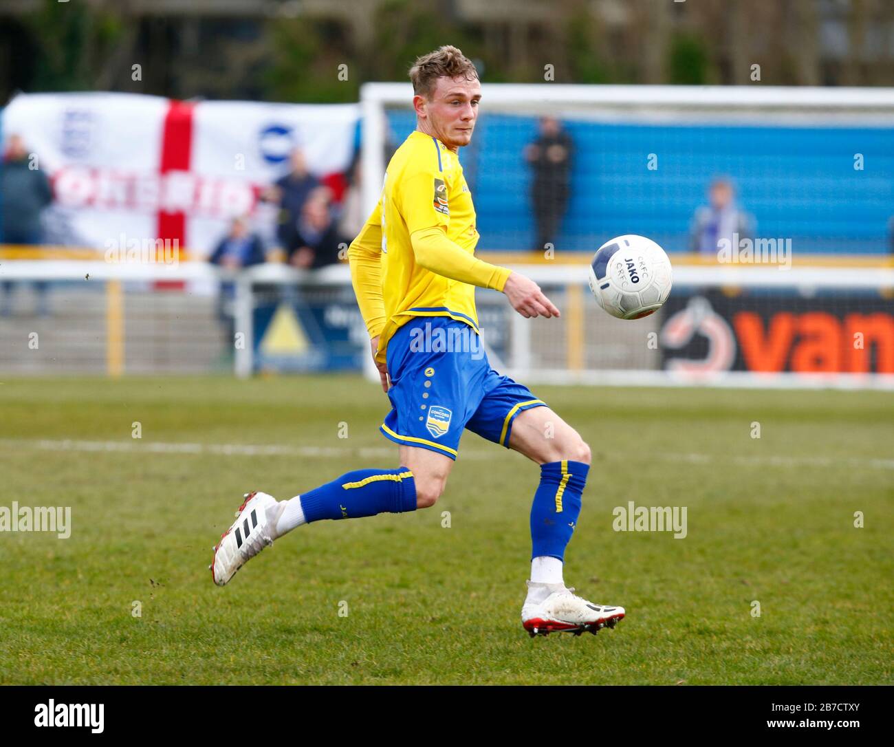 Taylor Maloney di Concord Rangers in azione durante la Vanarama National League South Match tra Concord Rangers e Tonbridge Angels a Thames Roa Foto Stock