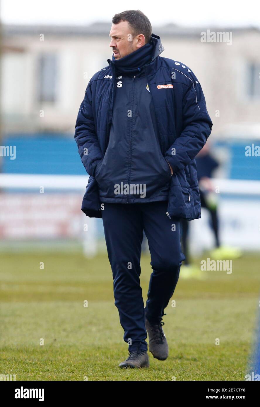 Danny Scopes manager di Concord Rangers durante la Vanarama National League South Match tra Concord Rangers e Tonbridge Angels a Thames Road, C. Foto Stock