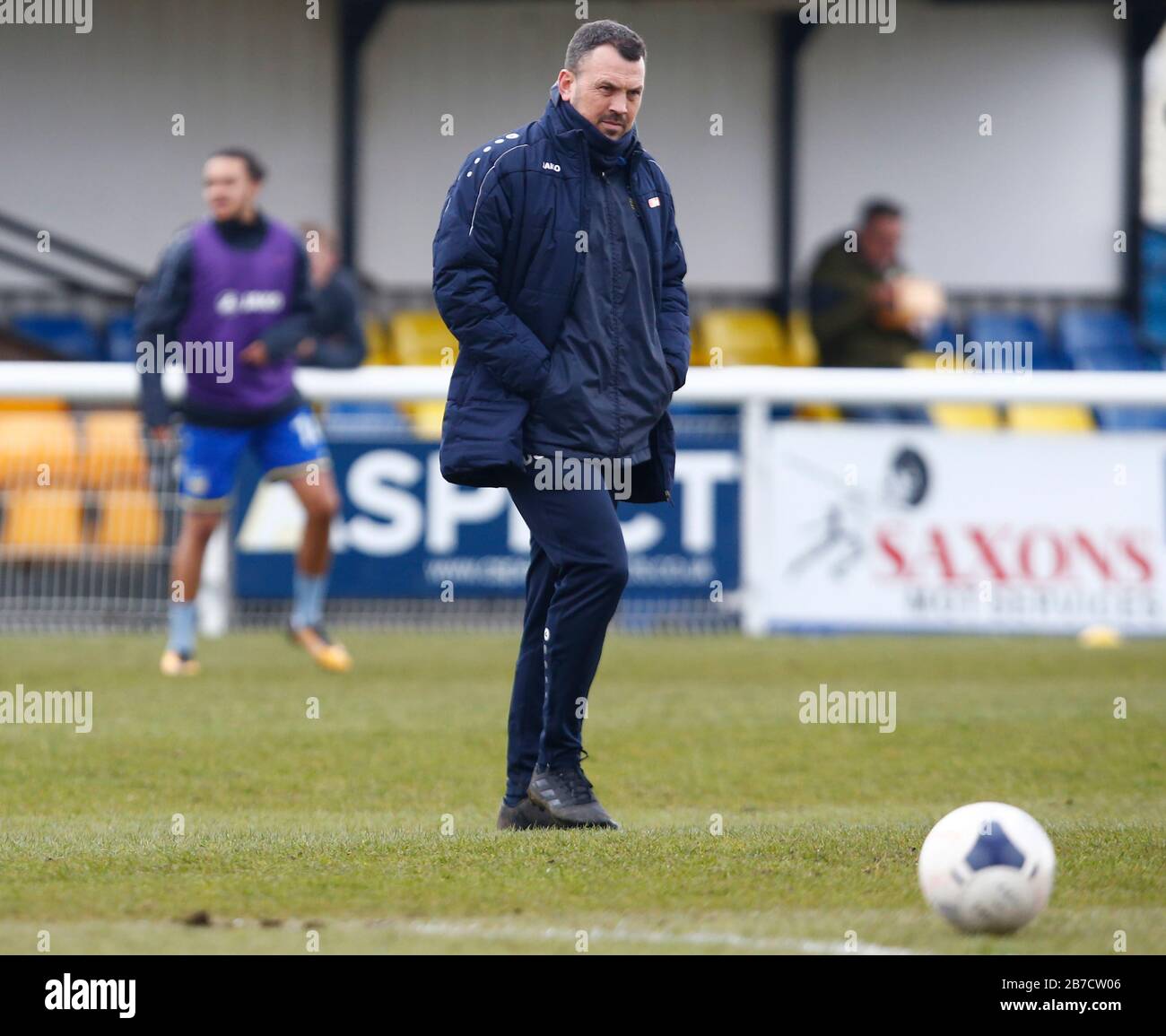 Danny Scopes manager di Concord Rangers durante la Vanarama National League South Match tra Concord Rangers e Tonbridge Angels a Thames Road, C. Foto Stock