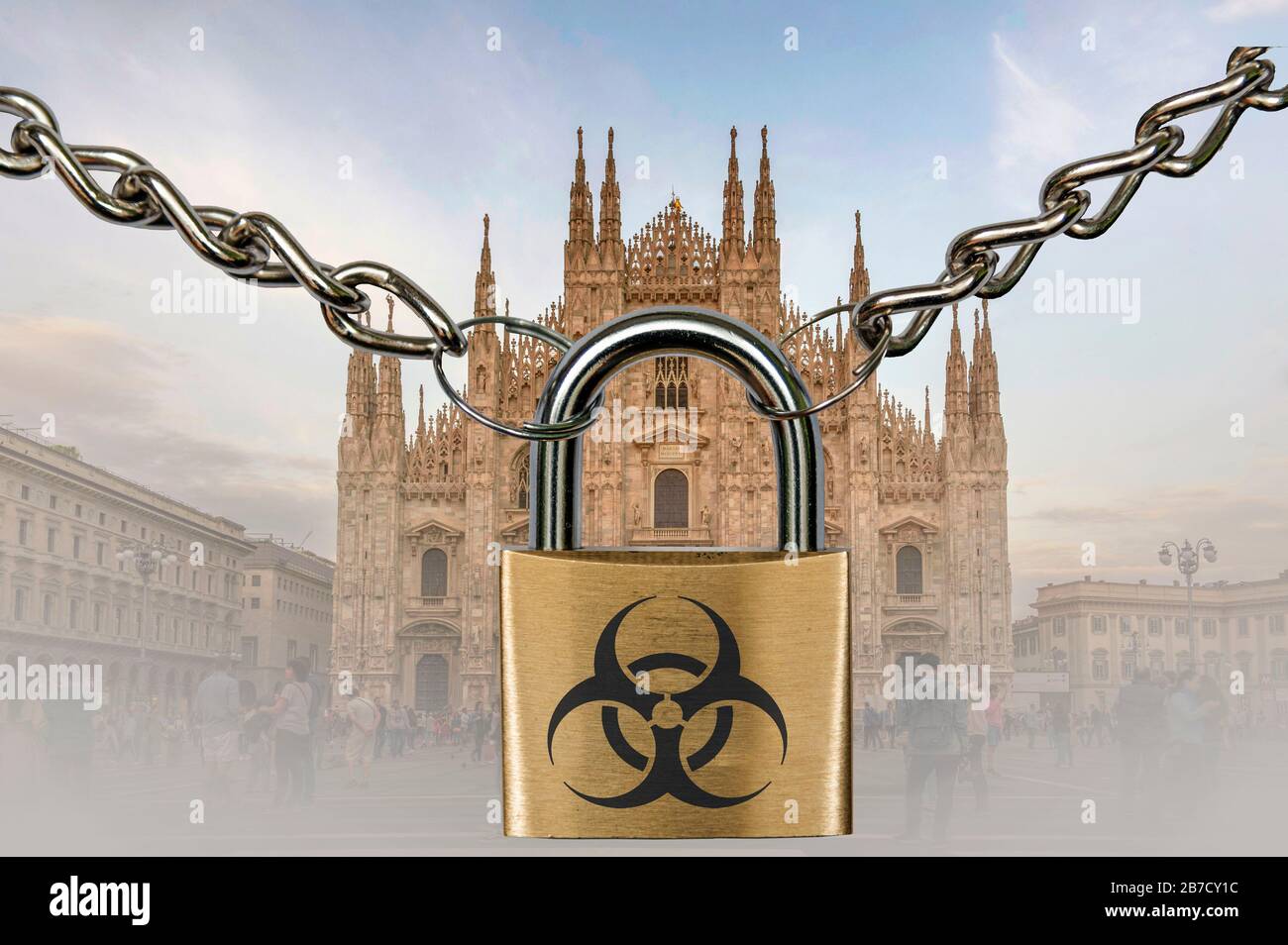 Montage: Italia bloccata a causa del virus corona Foto Stock