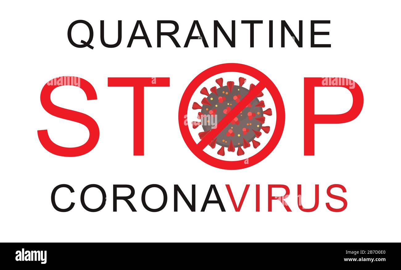 Firmare l'avvertenza di quarantena coronavirus. Focolaio di coronavirus. Pericolo di coronavirus e rischio per la salute pubblica. Illustrazione vettoriale isolata su sfondo bianco Illustrazione Vettoriale
