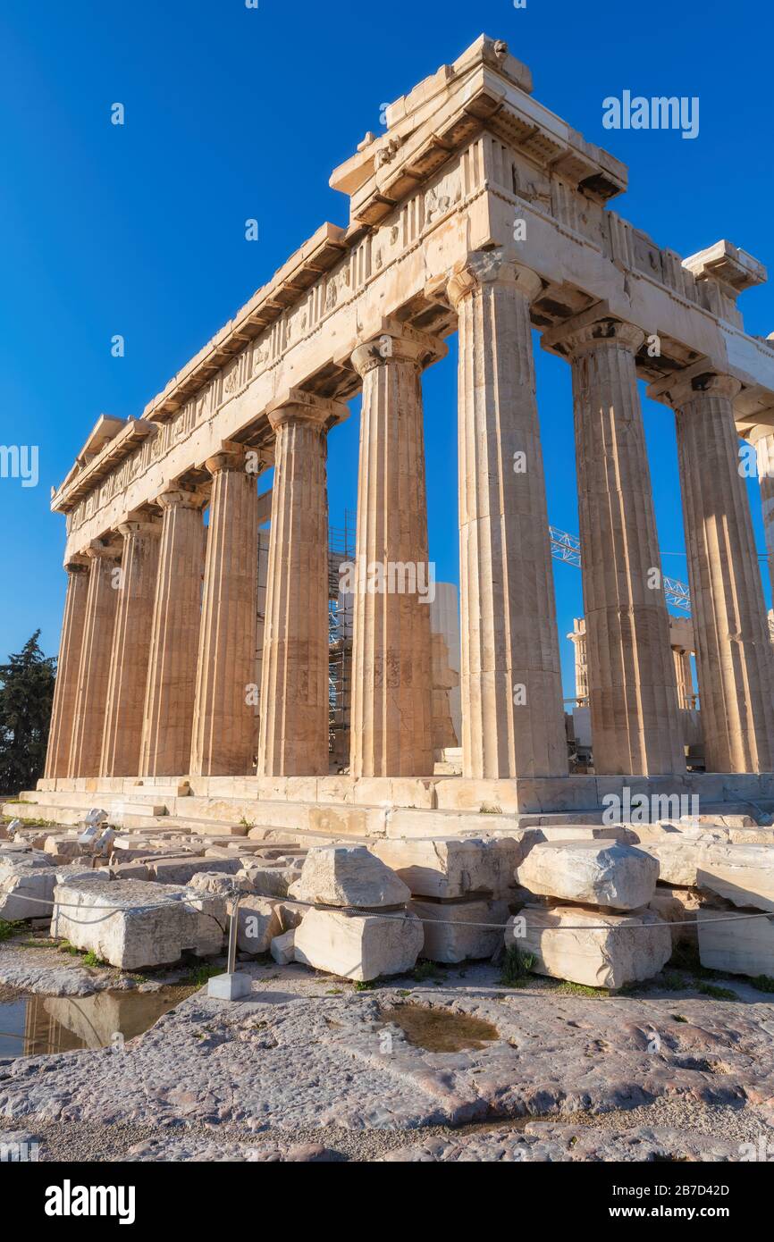 Tempio del Partenone, Acropoli di Atene, Grecia. Foto Stock