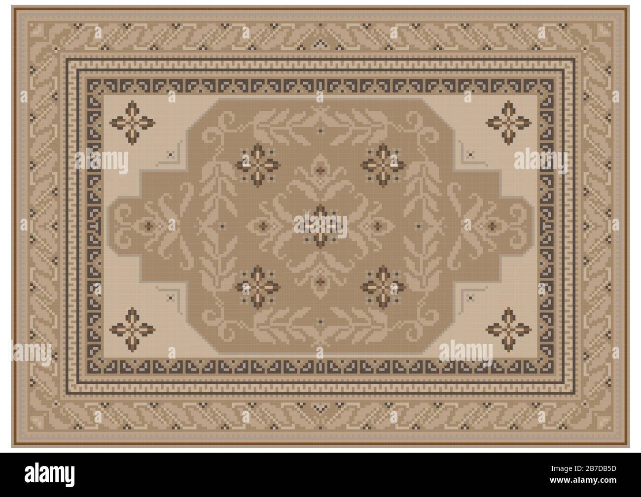 Tappeto lussuoso design con ornamento etnico di sfumature di beige e un disegno floreale in luce sfumature di marrone nel centro Foto Stock