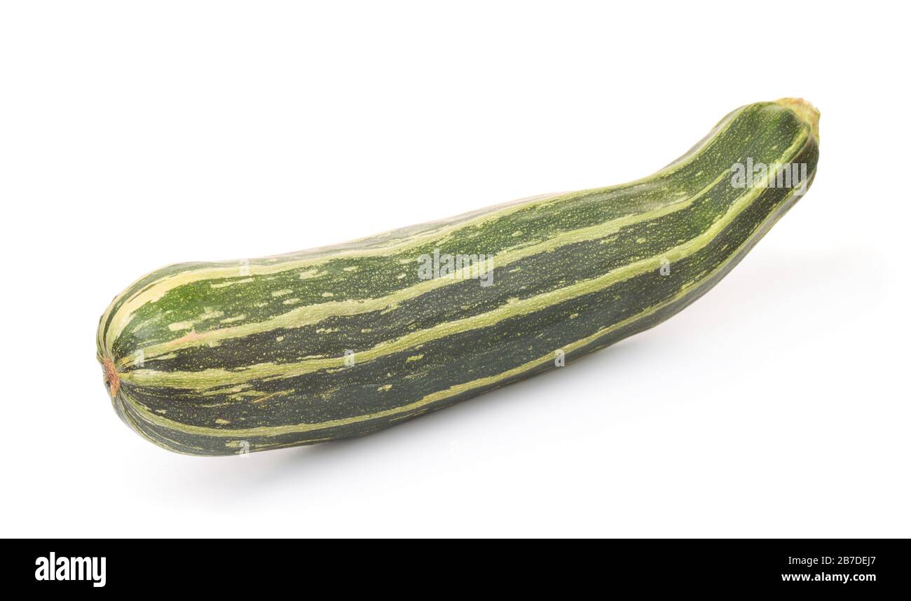 Fresche zucchine giganti a righe isolate su bianco Foto Stock