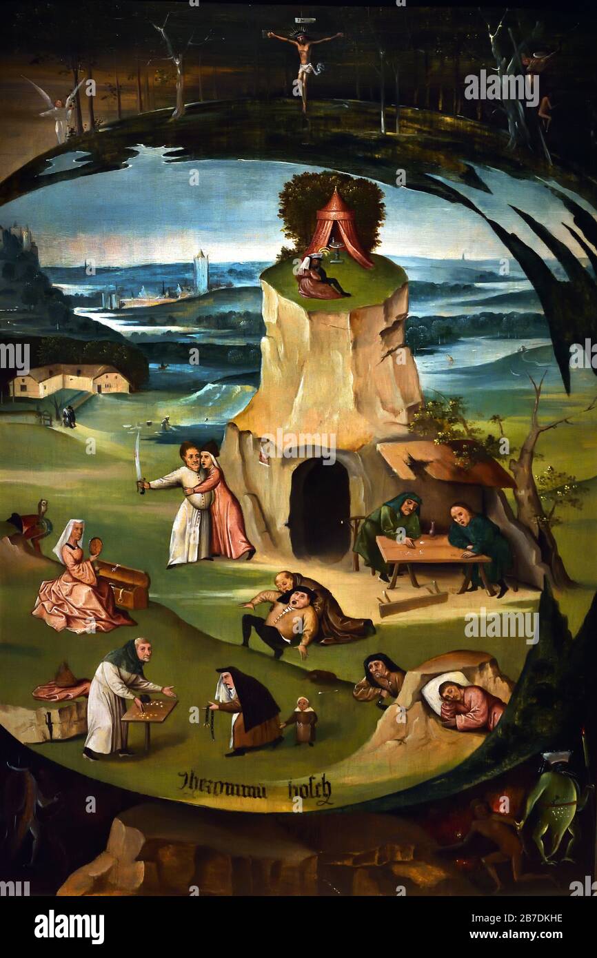 I sette peccati mortali 1500 di Hieronymus van Aken (Bosch) 1450 - 1516 Paesi Bassi 16 ° - 17 ° secolo, Foto Stock