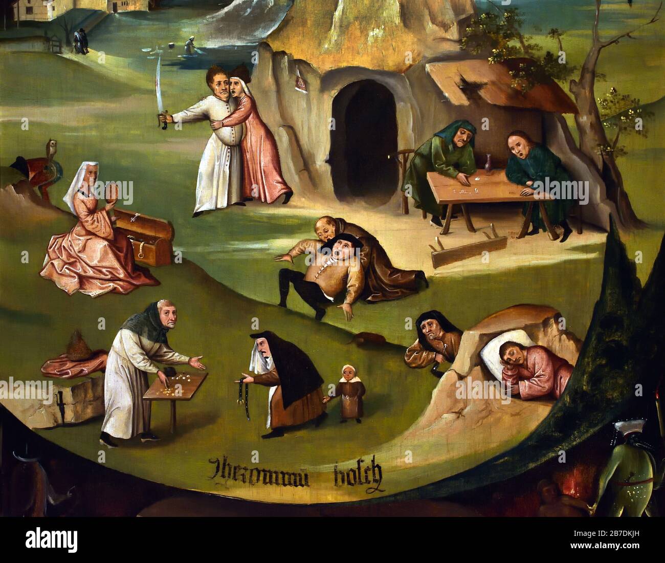 I sette peccati mortali 1500 di Hieronymus van Aken (Bosch) 1450 - 1516 Paesi Bassi 16 ° - 17 ° secolo, Foto Stock