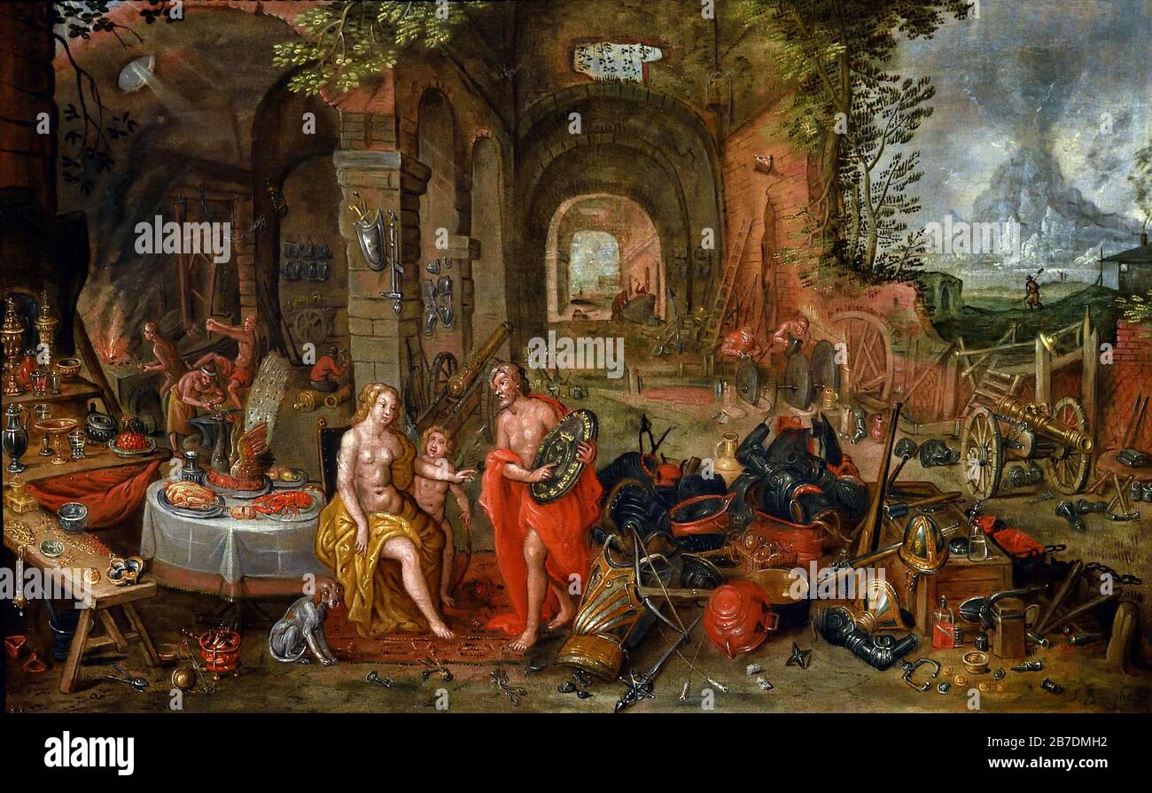 Allegorie degli elementi fuoco, 1645 di Ambrosius Brueghel 1717-1675 la famiglia Brueghel (Bruegel o Breughel), pittori fiamminghi 16 - 17 ° secolo, belga, Belgio. Foto Stock