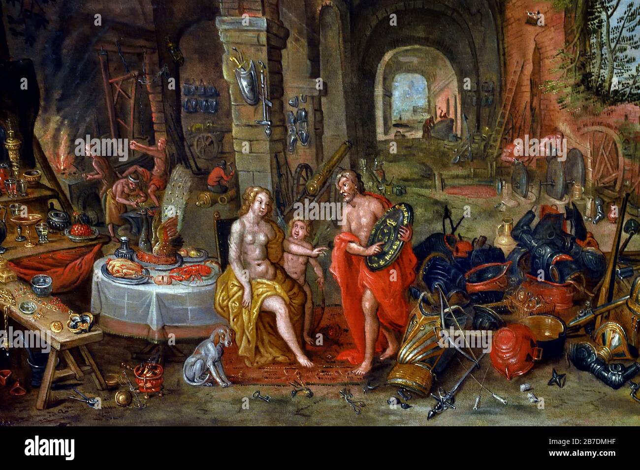 Allegorie degli elementi fuoco, 1645 di Ambrosius Brueghel 1717-1675 la famiglia Brueghel (Bruegel o Breughel), pittori fiamminghi 16 - 17 ° secolo, belga, Belgio. Foto Stock