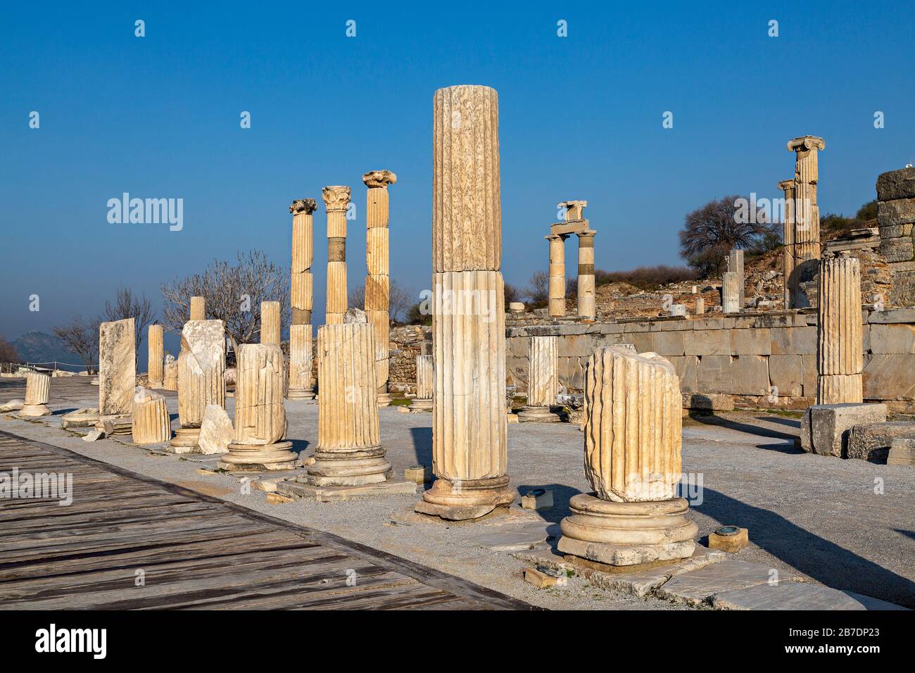 Colonne di marmo nelle rovine di Efeso, Selcuk, Turchia Foto Stock