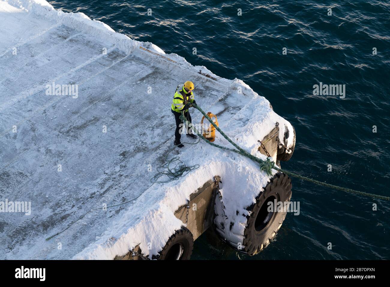 Partenza a Honningsvag, Norvegia. Foto Stock