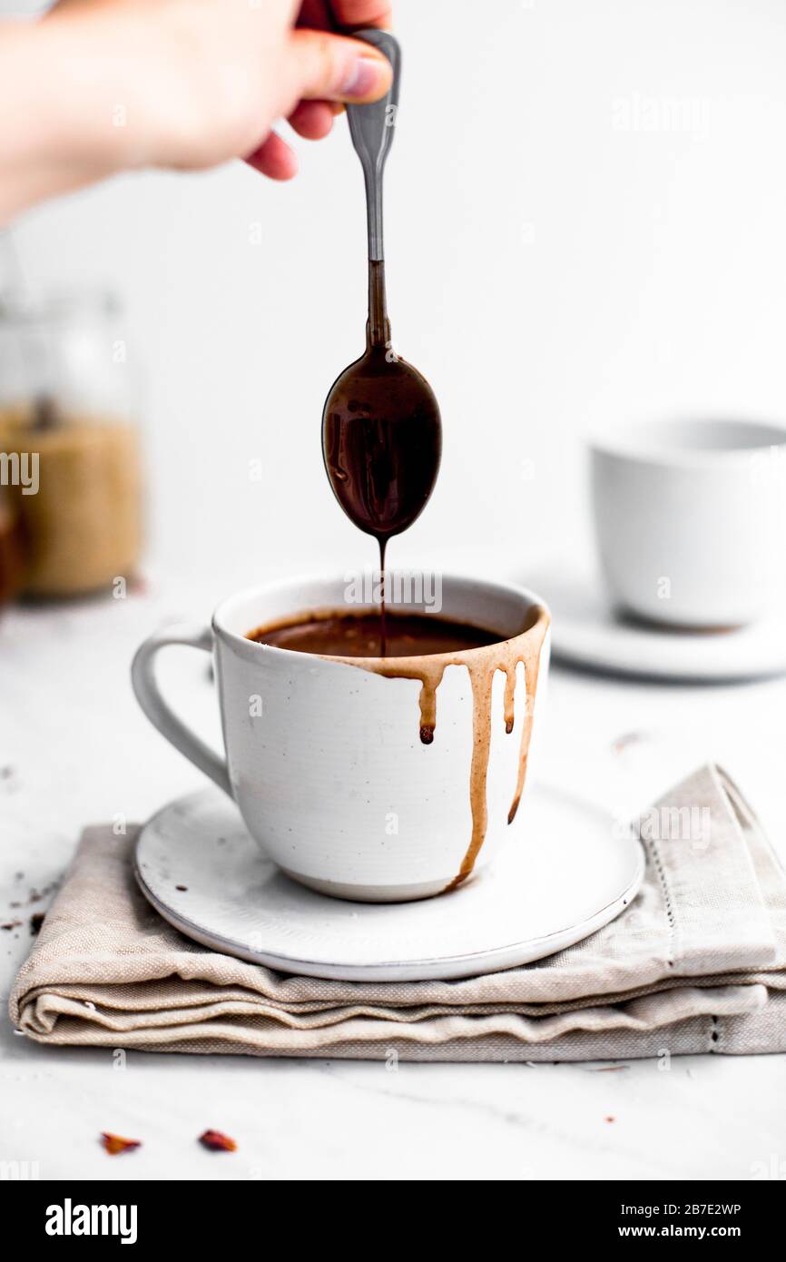 Tazza Con Cioccolata Calda Foto Stock