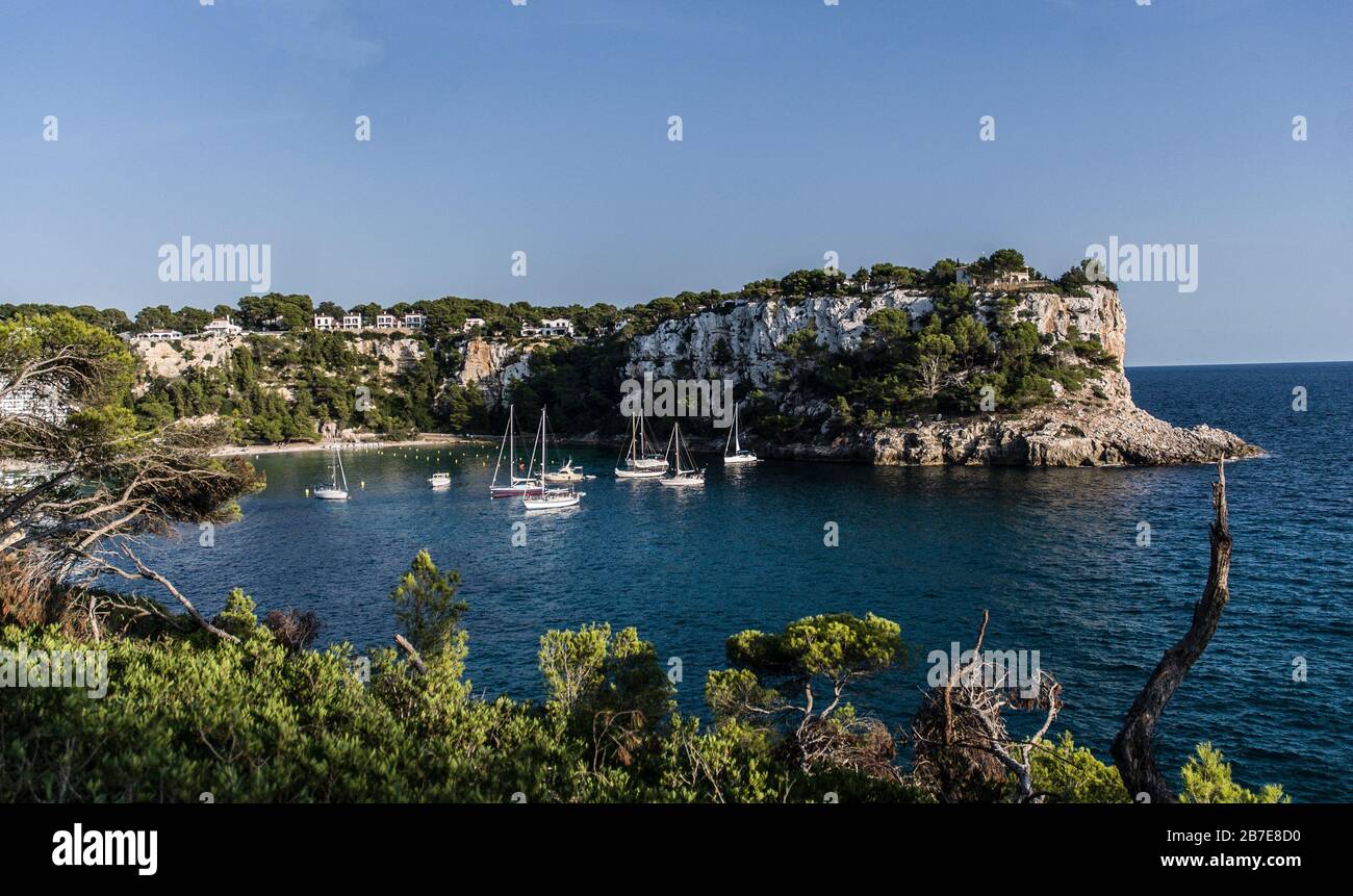 Vista di Cala Galdana,isola di Minorca,Baleares,Spagna,Europa ,2017. Foto Stock