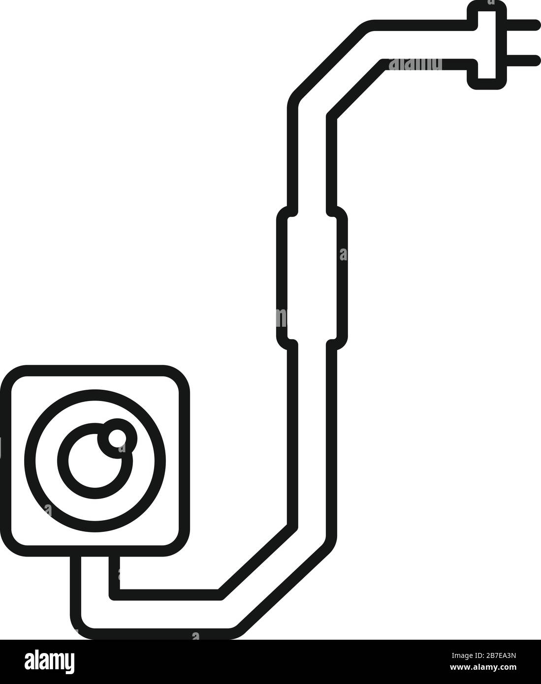 Icona della fotocamera del telefono rotta. Contorno rotto telefono fotocamera icona vettoriale per il web design isolato su sfondo bianco Illustrazione Vettoriale