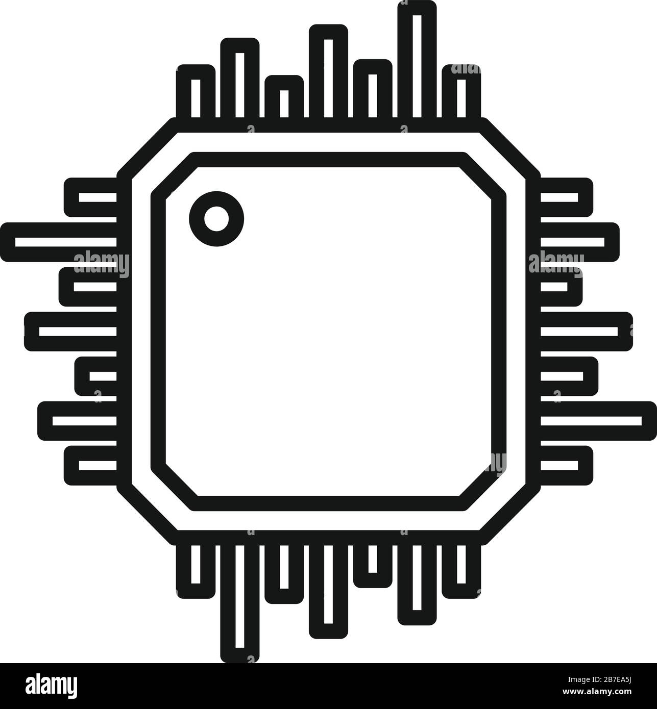 Il processore dello smartphone e la relativa icona. Delineare il processore dello smartphone icona vettoriali per il web design isolato su sfondo bianco Illustrazione Vettoriale