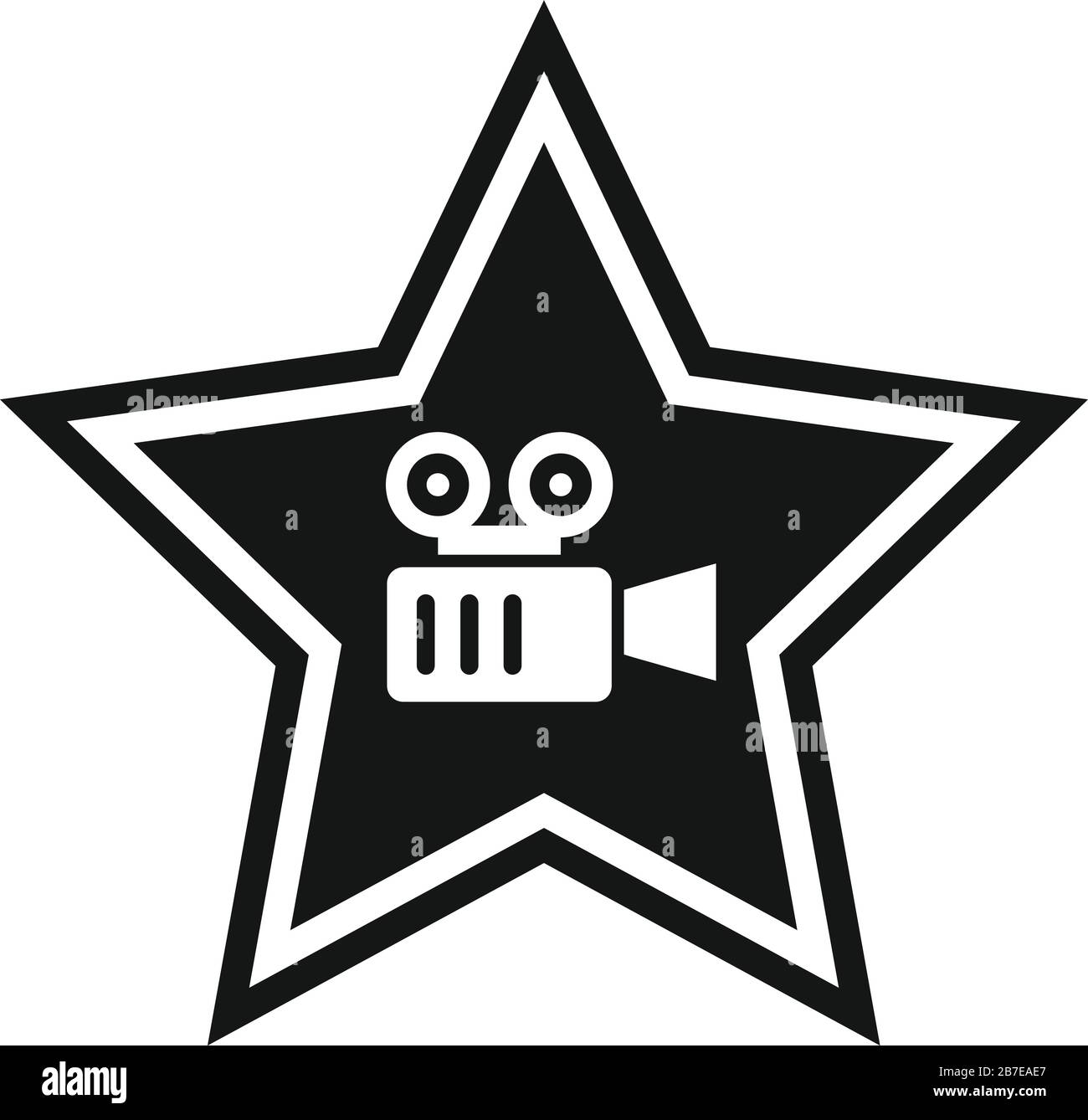 Icona della videocamera STAR. Semplice illustrazione dell'icona vettoriale della videocamera a stelle per il web design isolato su sfondo bianco Illustrazione Vettoriale