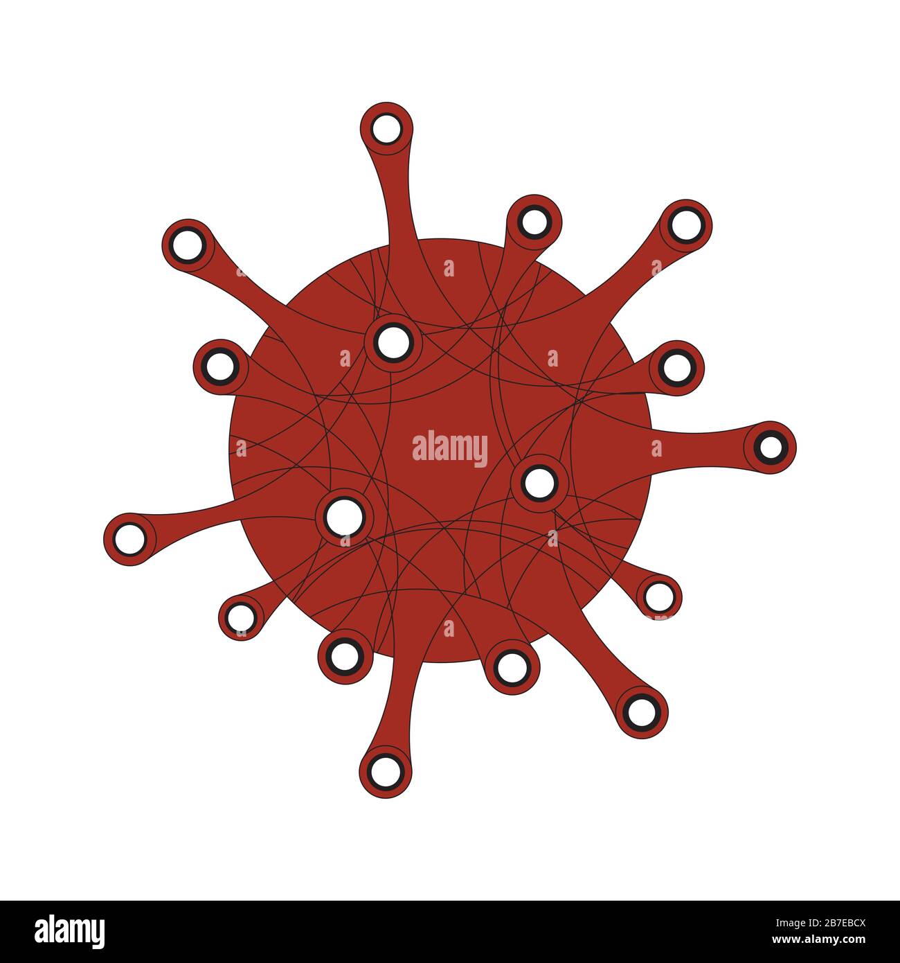Icona Corona Virus Vector Bacteria Anatomia. Cina Patogeno Infezione Respiratoria Abstract Disegno Geometrico. Influenza pandemica Illustrazione Vettoriale