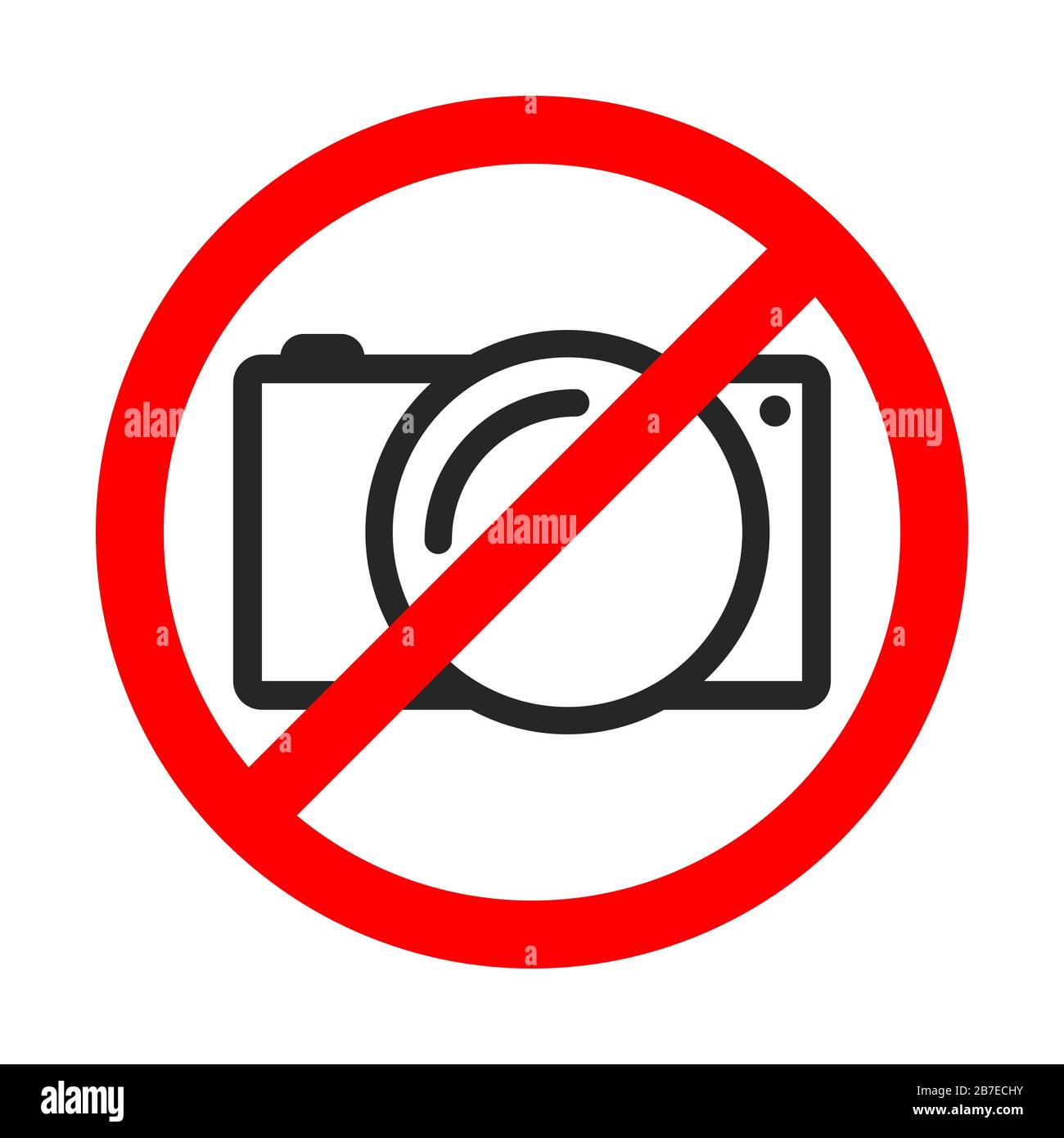 Nessun Segno Fotografico. Icona vettore non consentito della telecamera. Nessun segnale della fotocamera su sfondo bianco. Illustrazione Vettoriale