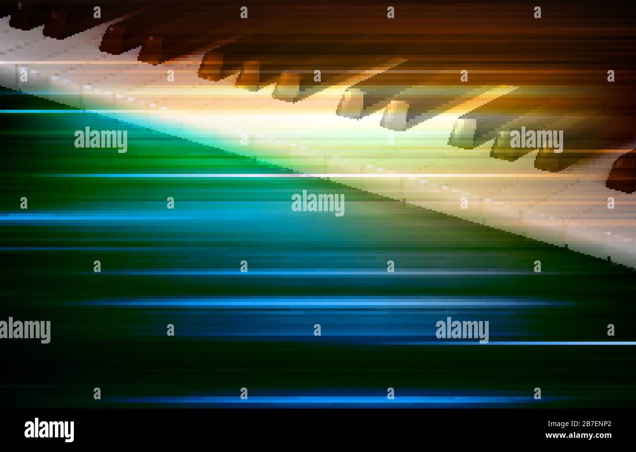 astratto verde sfocatura musica di sottofondo con pianoforte Illustrazione Vettoriale