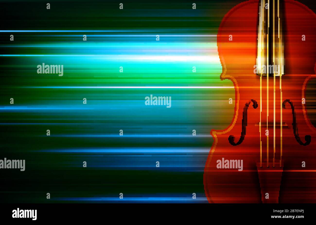 Abstract verde musica di sfocatura dello sfondo con violino Illustrazione Vettoriale