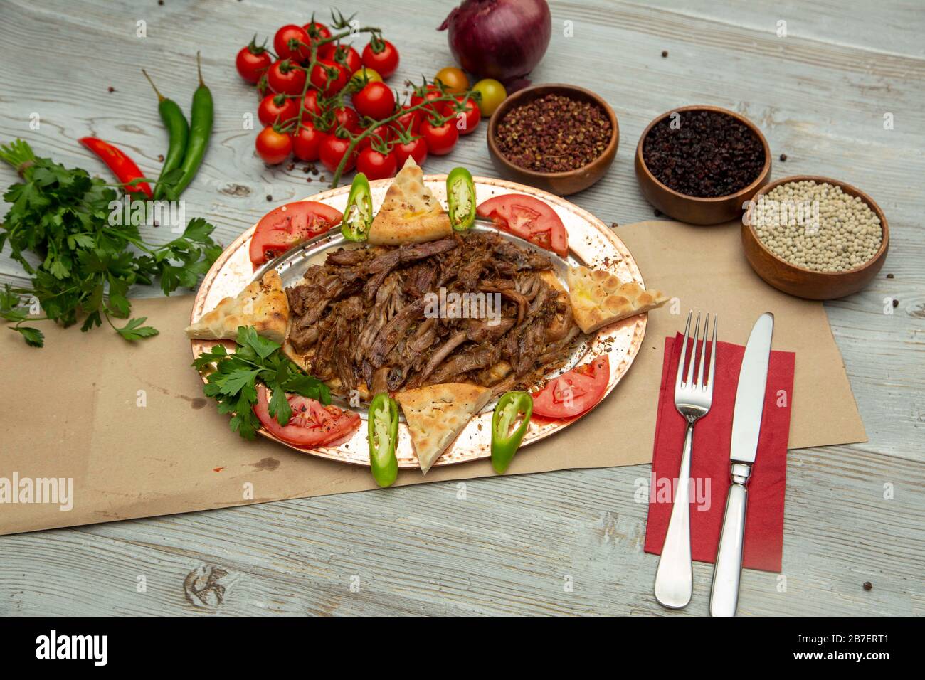Tradizionale Denizli Kebabı foto d'archivio Foto Stock