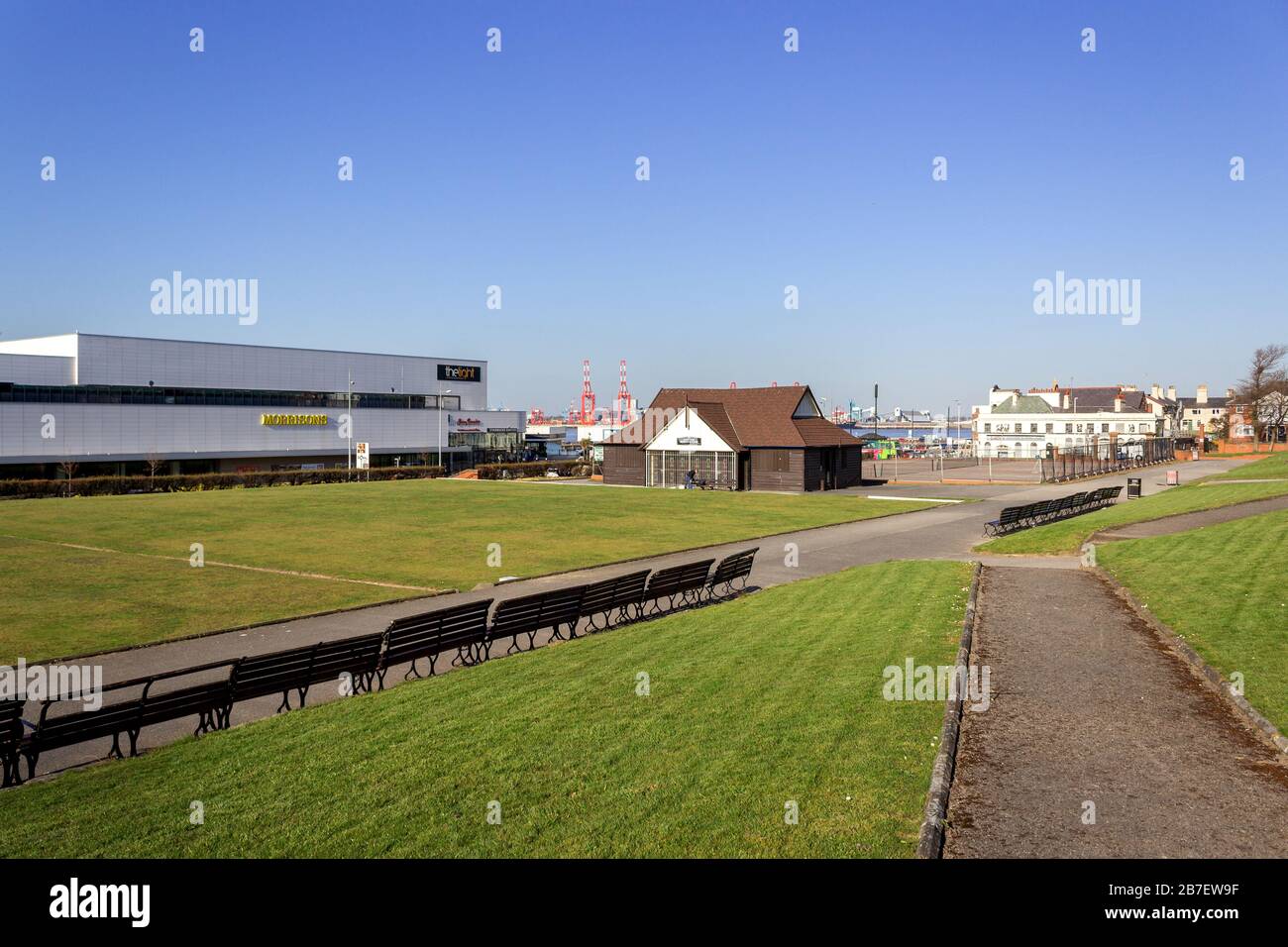 Marine Park, Bowling Green e campi da tennis, Rowson Street, New Brighton, Wallasey Foto Stock