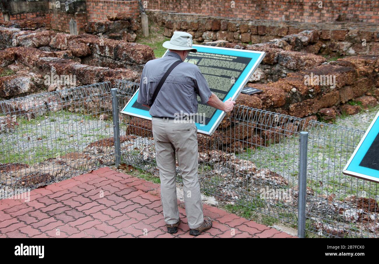 Rovine storiche del Bastione Victoria a Melaka in Malesia Foto Stock