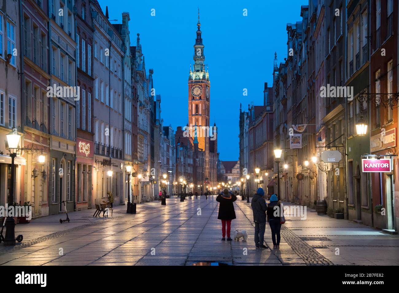 Ratusz Gothic Glownego Miasta (Municipio principale) nella Città principale nel centro storico di Gdansk, Polonia. 15 Marzo 2020 © Wojciech Strozyk / Alamy Stock Pho Foto Stock