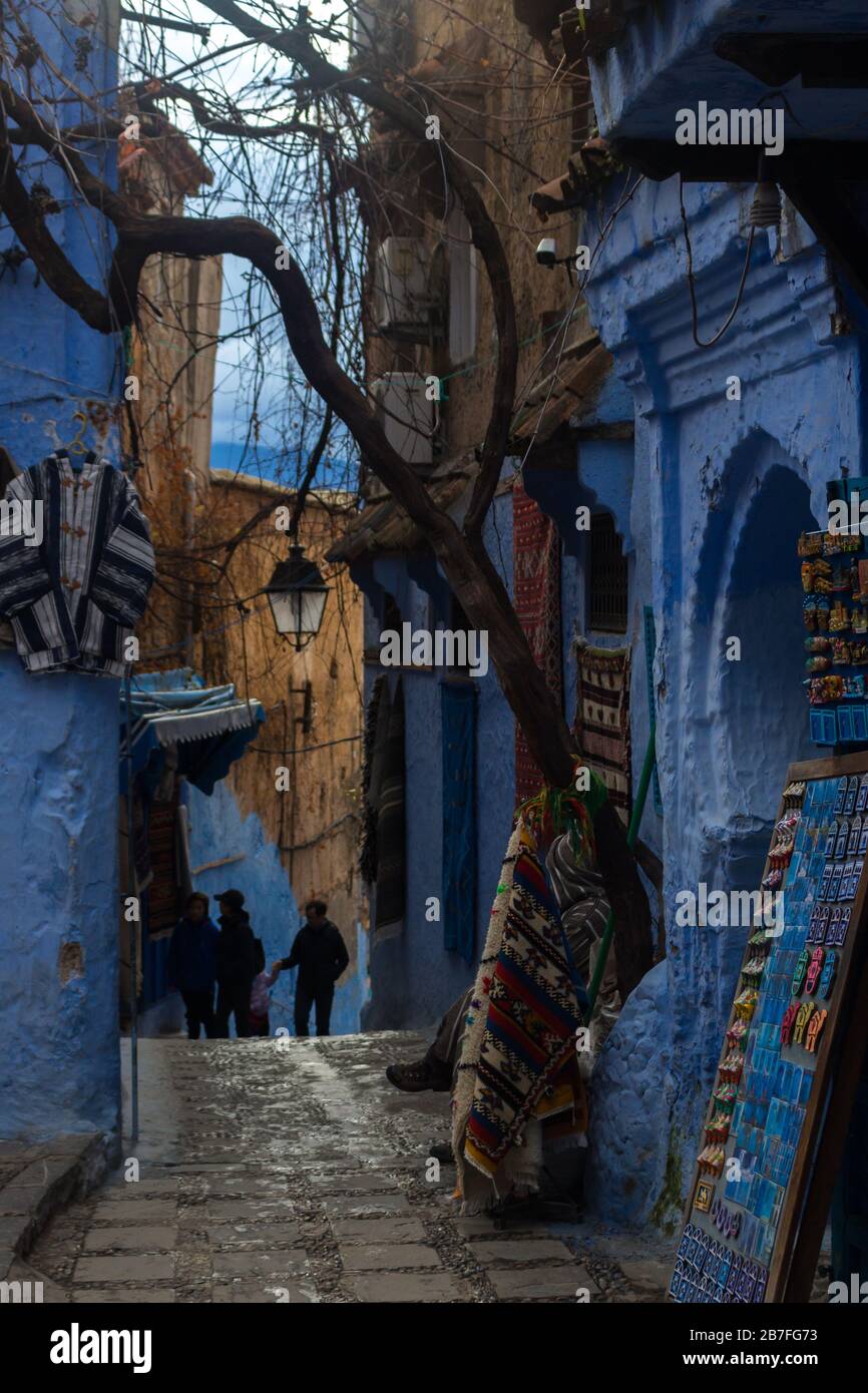 La città blu, Chefchaouen, Chaouen in Marocco. Fantastico in un giorno, incredibile di notte. Foto Stock