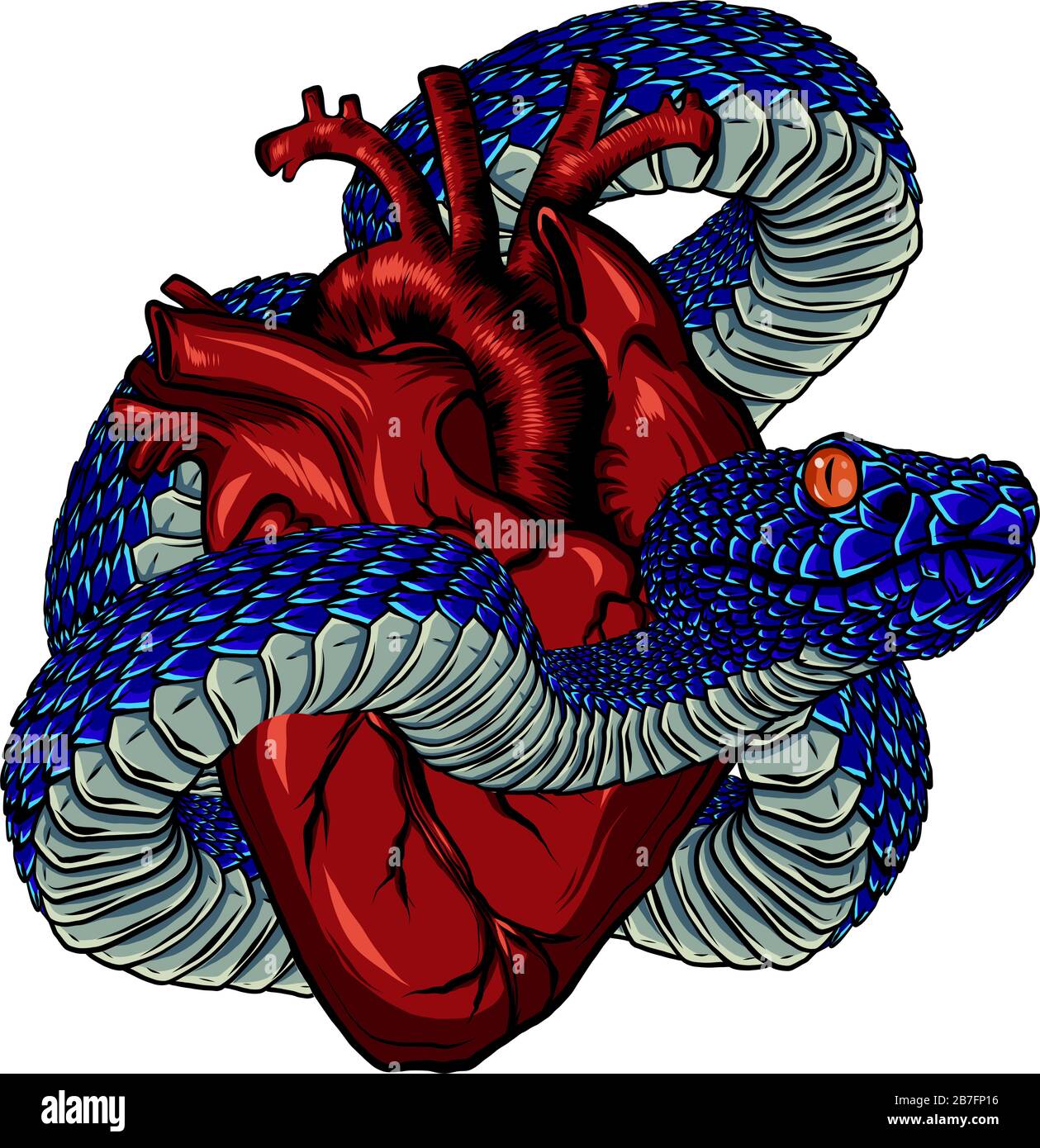 Illustrazione vettoriale cuore stilizzato con un serpente Illustrazione Vettoriale