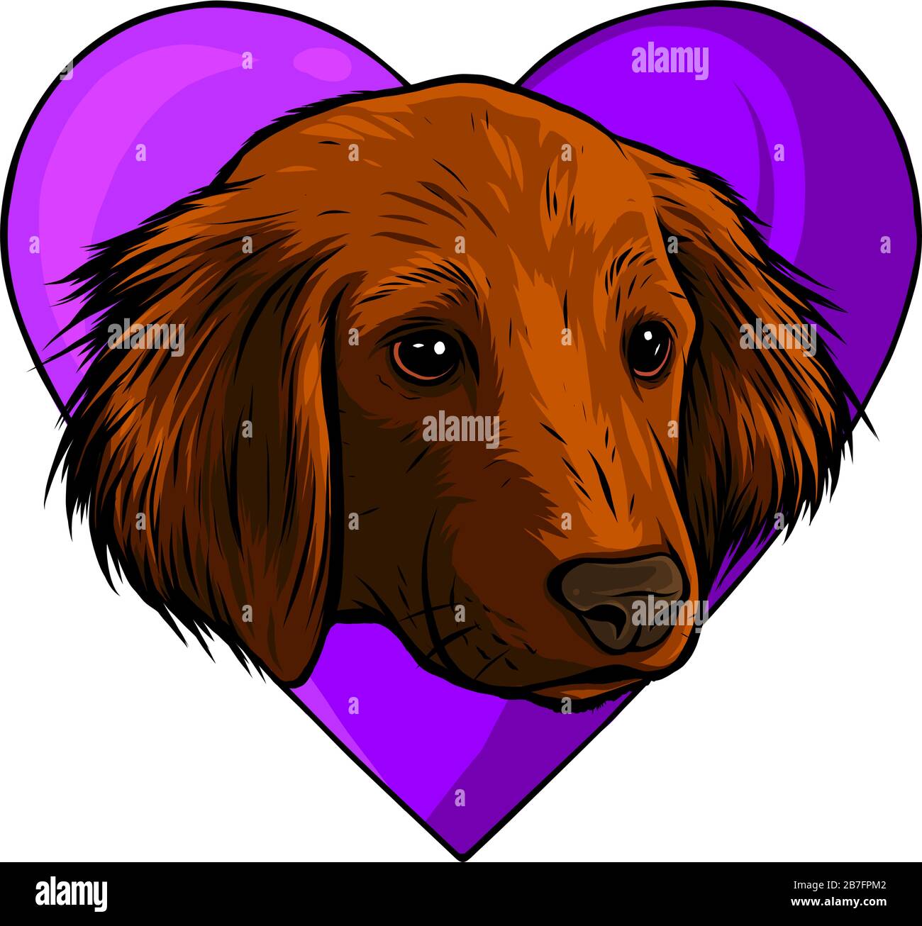 cute testa del cane piccolo nel disegno di illustrazione del vettore del cuore Illustrazione Vettoriale