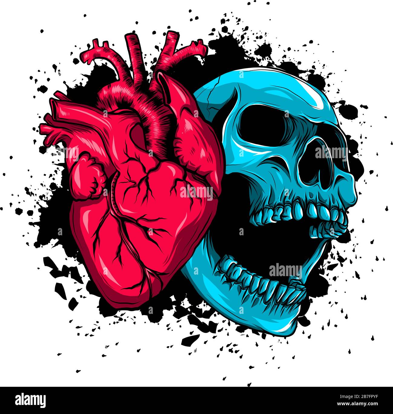 Icona del cuore umano in stile cartoon. Illustrazione reale del vettore cardiaco della malattia. Illustrazione Vettoriale