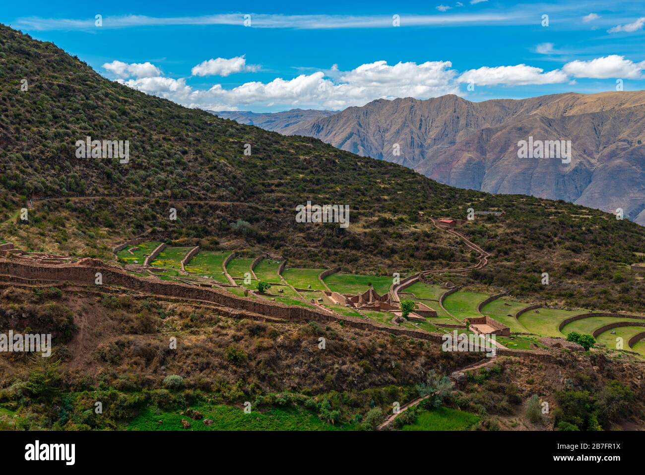 Il sito archeologico Inca di Tipon, provincia di Cusco, Perù. Foto Stock