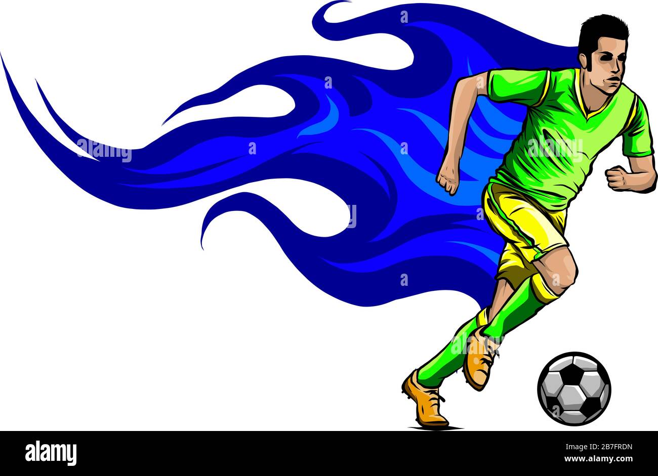 silhouette del giocatore di calcio vector con palla isolata Illustrazione Vettoriale