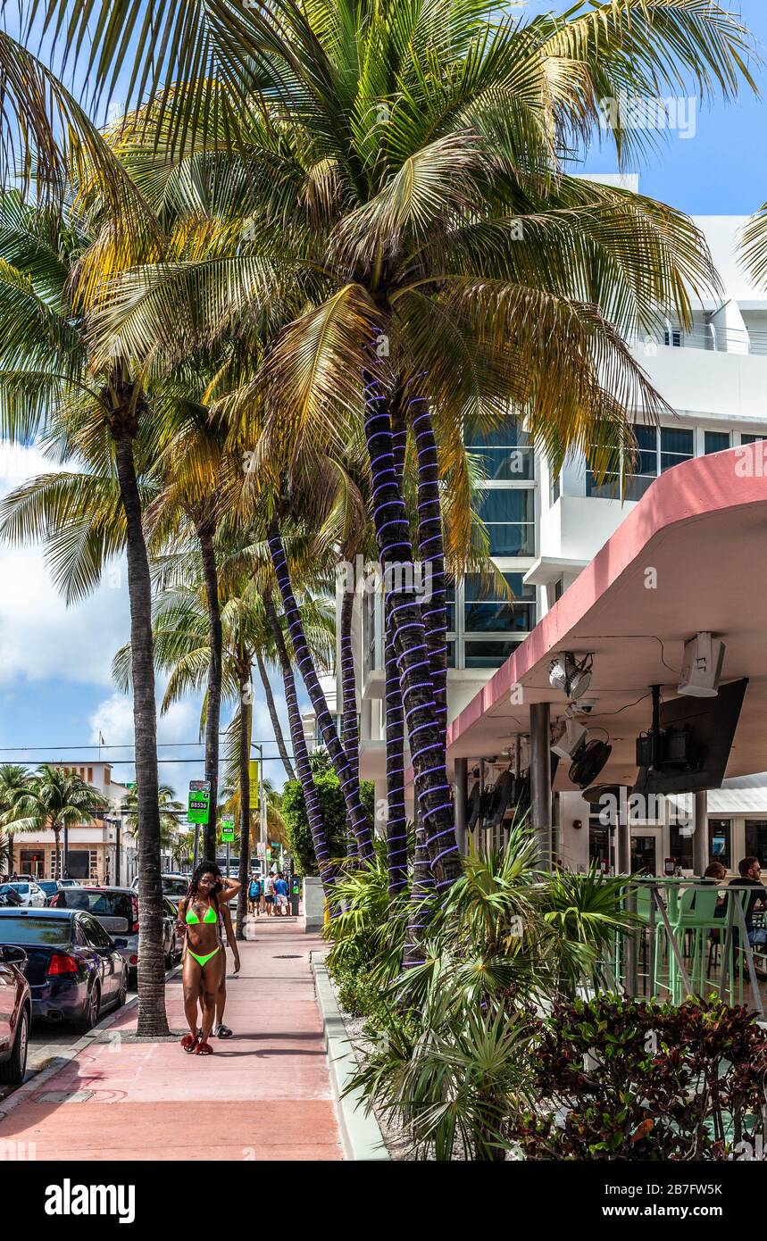 La vita quotidiana a Miami Beach, Miami, Florida, USA. Foto Stock