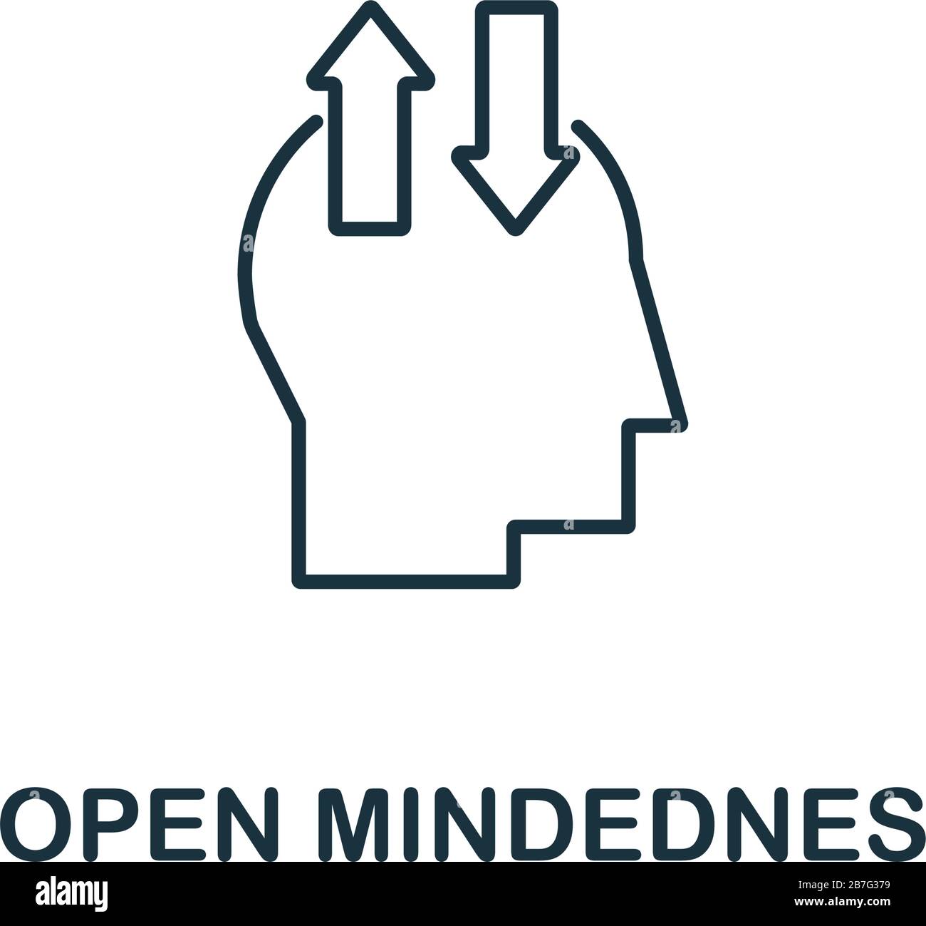 Apri l'icona mindedness dalla raccolta di abilità di vita. Linea semplice Apri l'icona della mindedness per modelli, web design e infografica Illustrazione Vettoriale