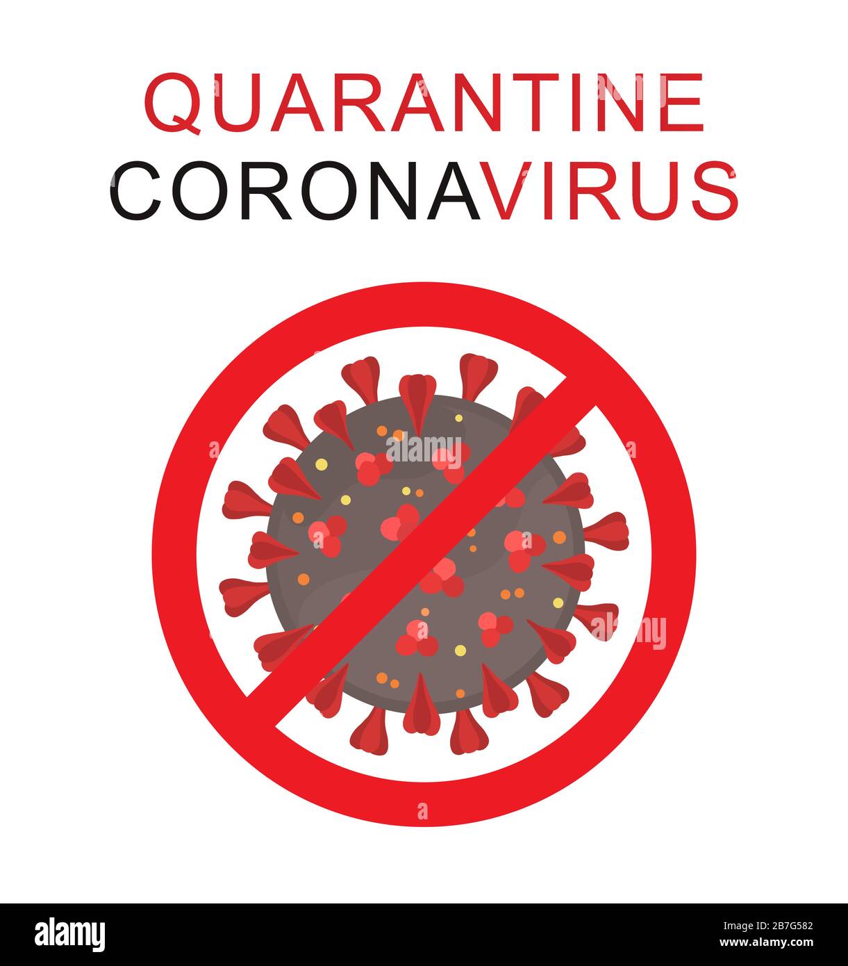 Firmare l'avvertenza di quarantena coronavirus. Focolaio di coronavirus. Pericolo di coronavirus e rischio per la salute pubblica. Illustrazione vettoriale isolata su sfondo bianco Illustrazione Vettoriale