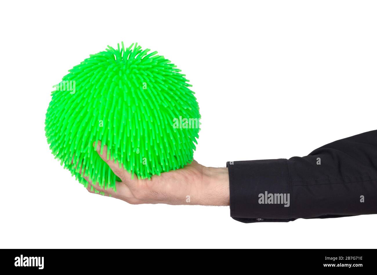 Virus come una palla di gomma morbida isolata su sfondo solido Foto Stock