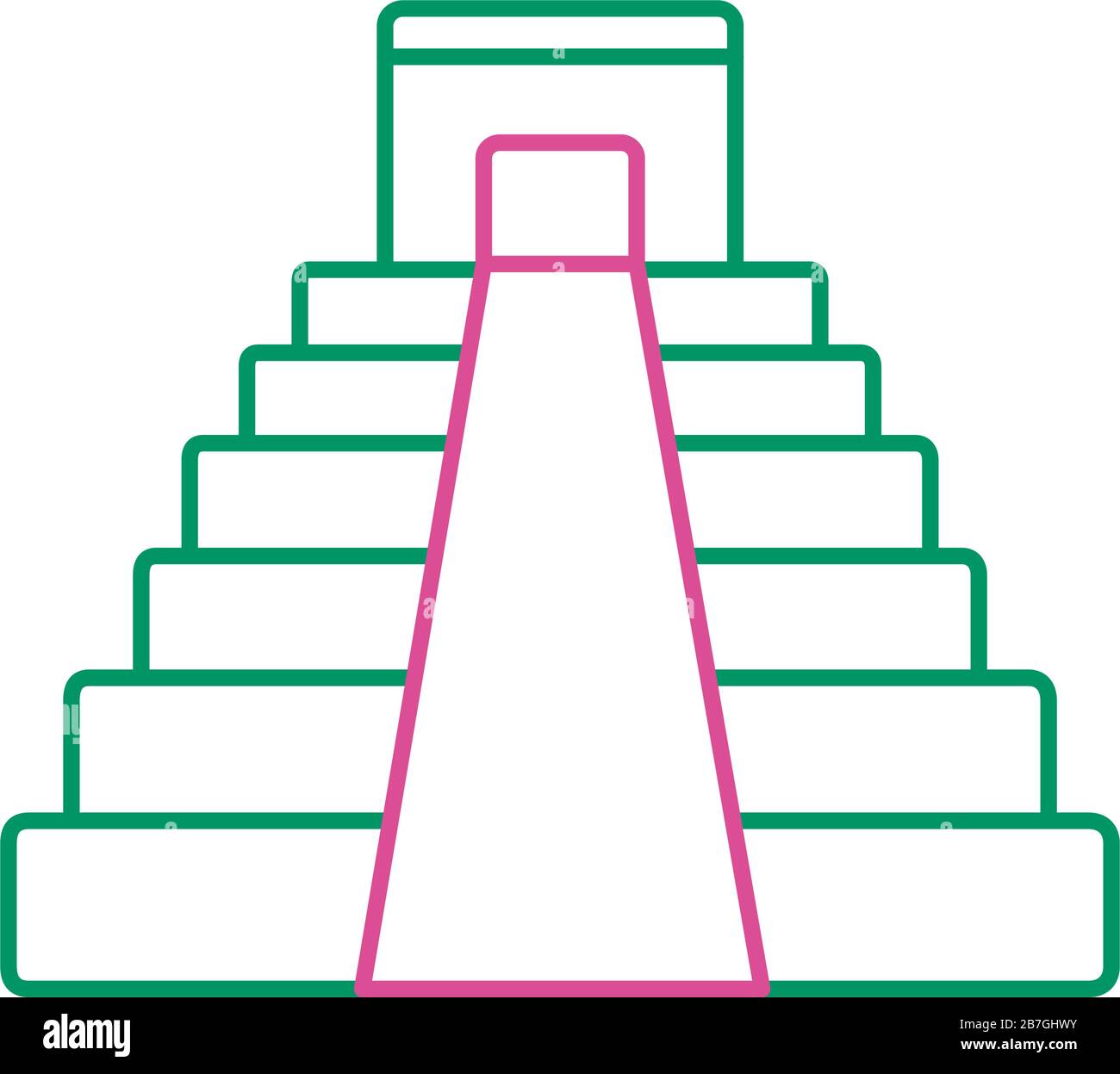 icona stile linea di cultura a piramide messicana Illustrazione Vettoriale